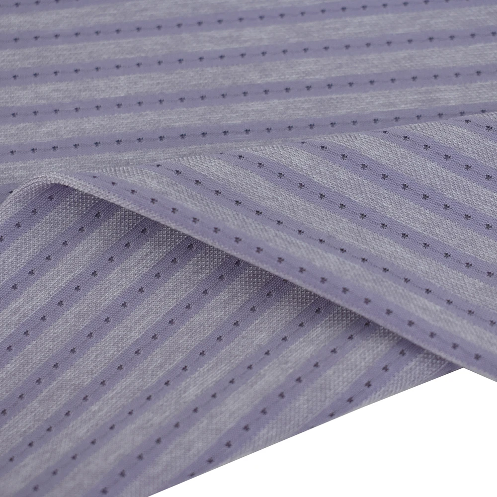 Popular textile nylon spandex polyester stripe single jacquard mesh knit fabric for T-shirt