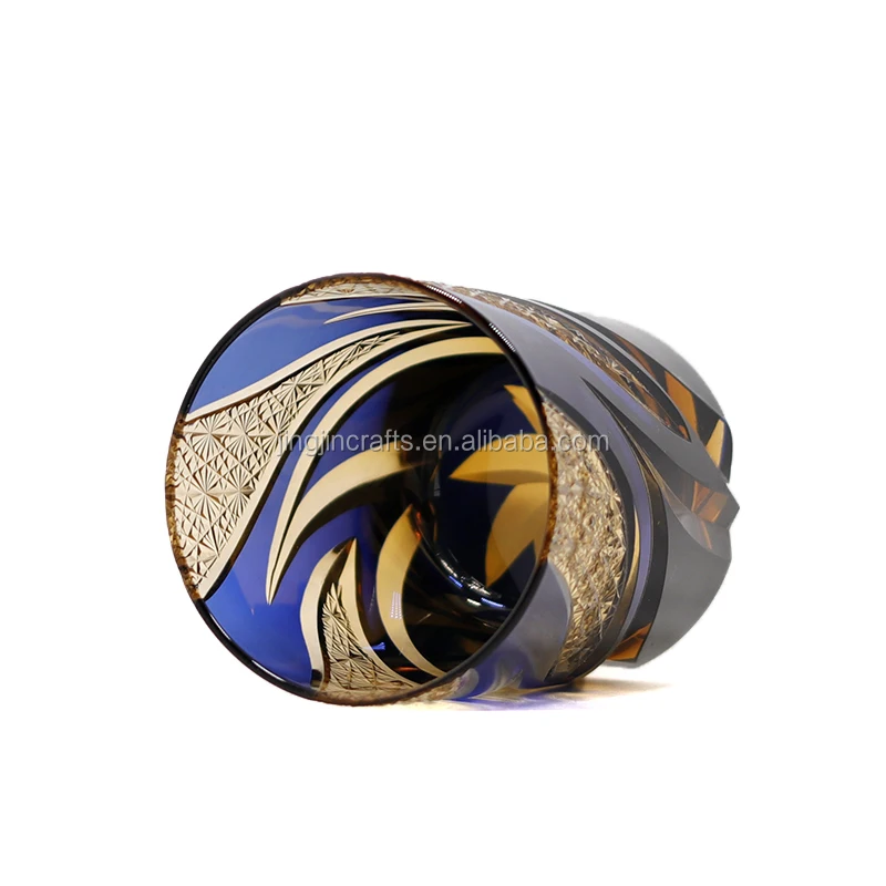 250 ml Blue Edo kiriko cut to clear whiskey glass drinking cup Bohemia glasses 250ml whisky cup tumbler