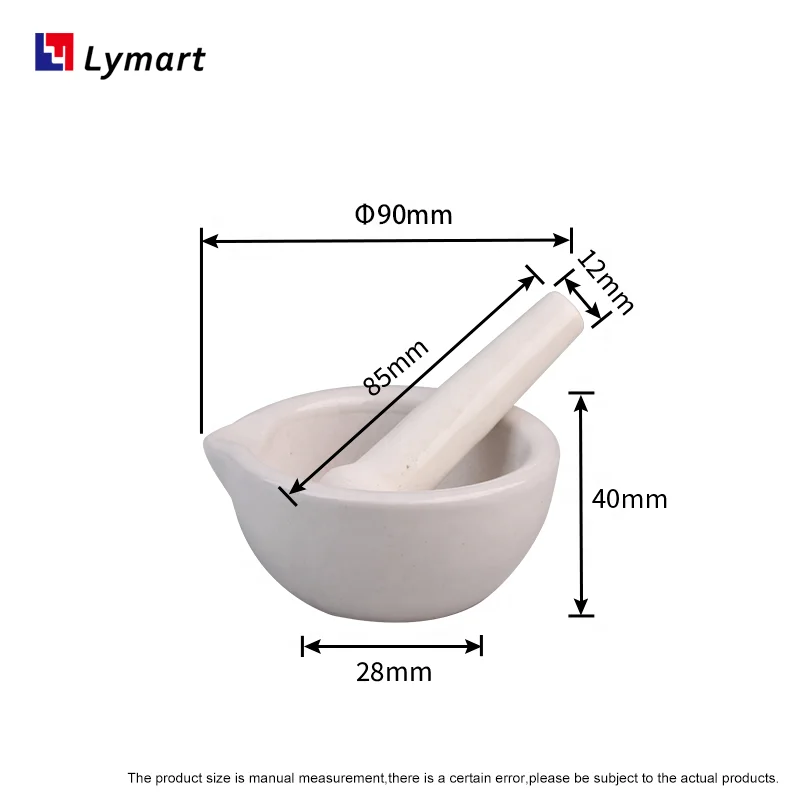 90mm white porcelain ceramic mortar for laboratory