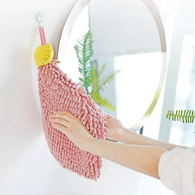 
Chenille Soft Hanging Hand Towels Absorbent Thick Kitchen Bathroom Towel 