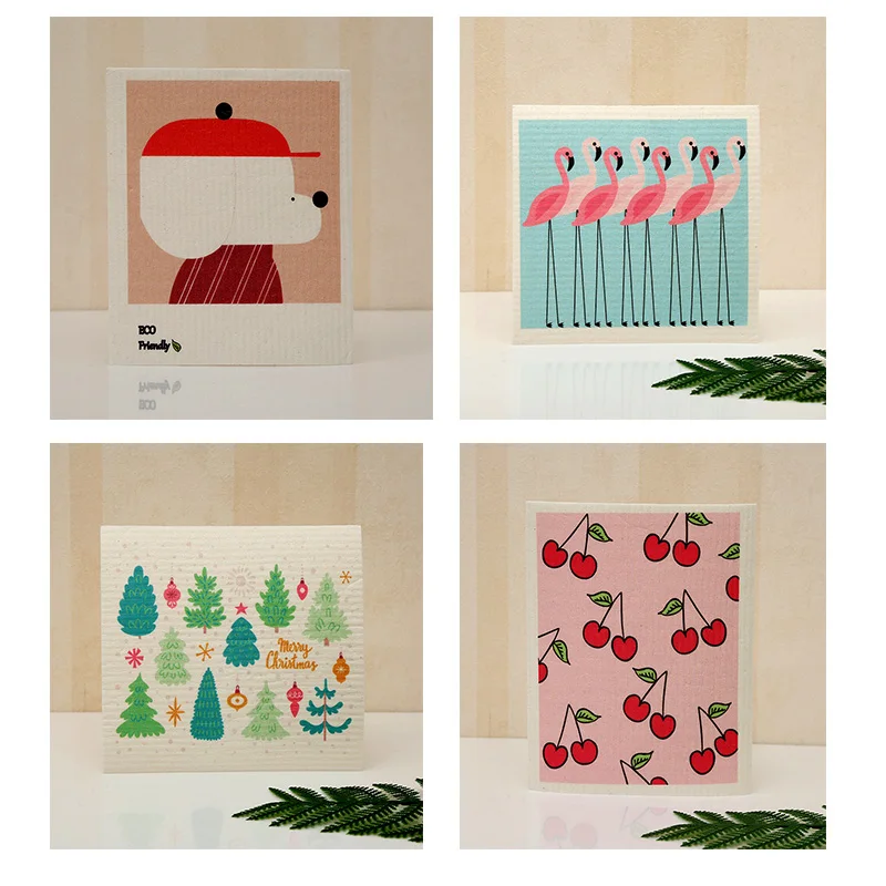 Swedish Dish Cloths Reusable Absorbent Hand Towels for Kitchen Counters Washing Dishes Cellulose Sponge Cloth Eco Friendly Gifts