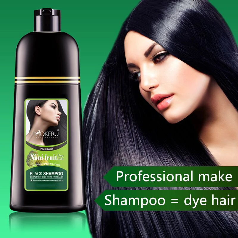 Dropshipping and Wholesale Mokeru Natural Hair Dye Shampoo Noni Plant Permanent Black Color Shampoo