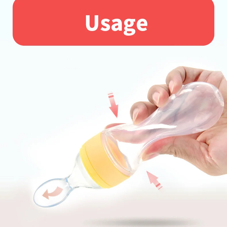 Silica gel rice paste bottle baby silicone spoon mother infant feeding food milk separator extrusion silicone baby bottle spoon