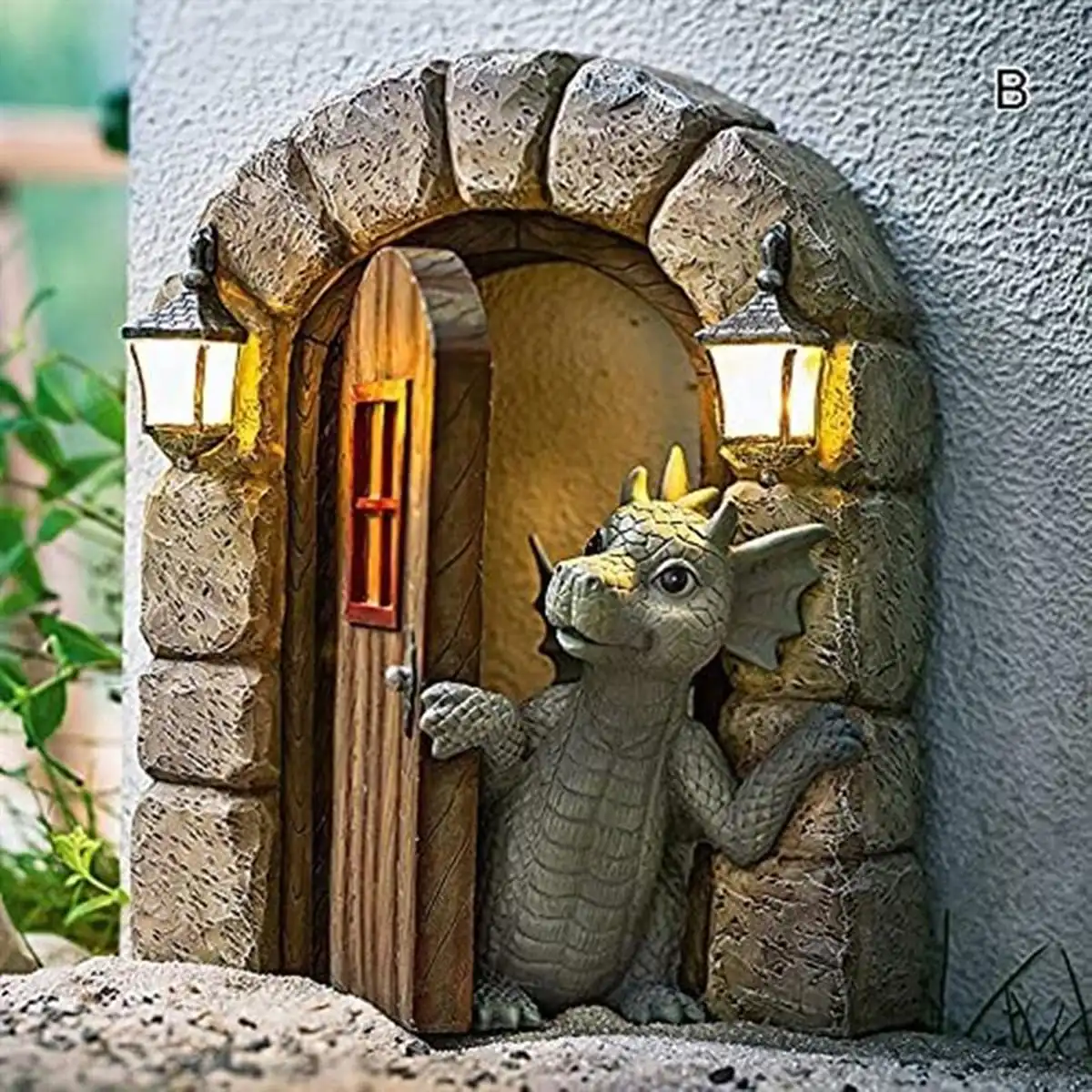 Fengzhi Factory Little Dragon Open Door Garden Decorations Cute Resin Craft Statues Modern Style Sculpture