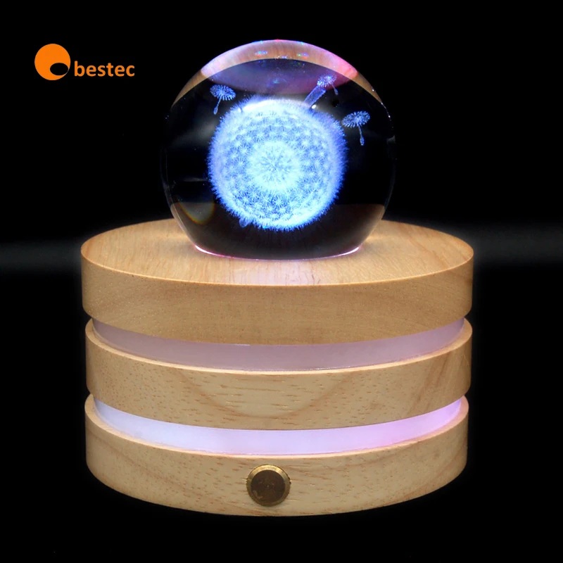 Hot sale 6 inch Wood Rectangle Display Pedestal,Wooden Rectangle Led Lights Display Base for Acrylic,Wood Night LED Light