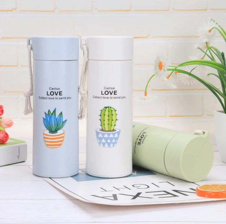 Cheap Cylinder Portable Insulated Water Bottle Travel Mug Vacuum  Water Cup