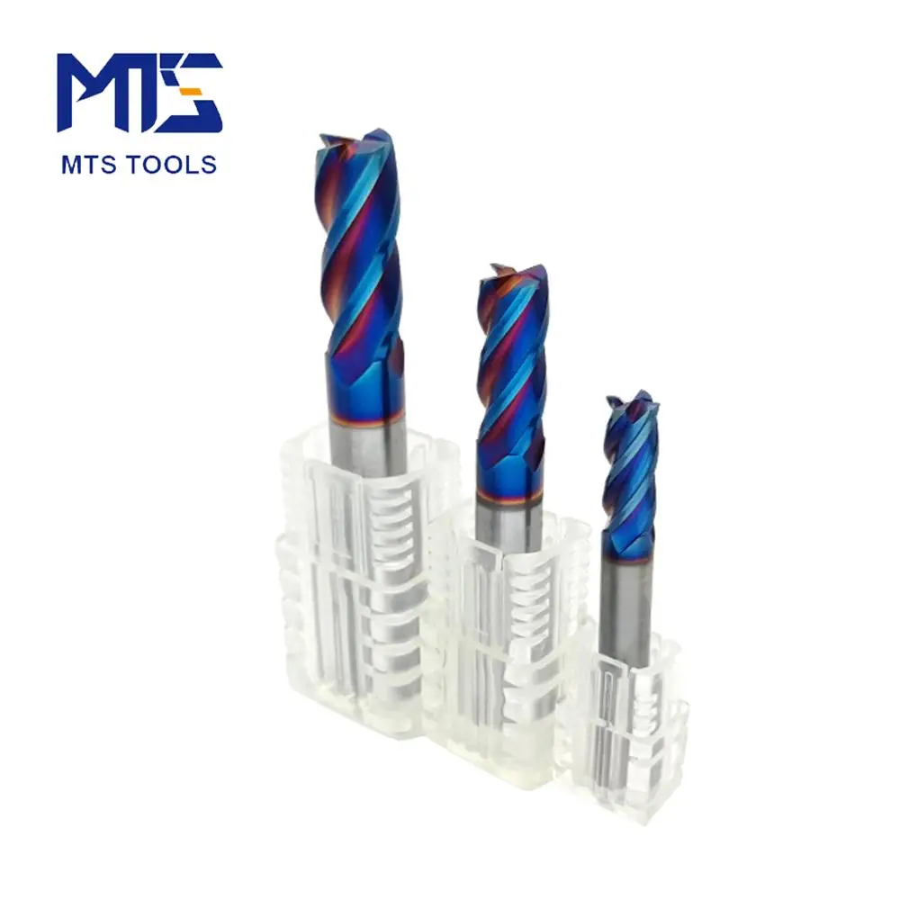 Инструменты MTS, фреза, режущие инструменты, новинка, твердосплавная Концевая фреза HRC65 твердосплавная, фреза с 4 канавками и нано-синим покрытием, Фрезы с ЧПУ