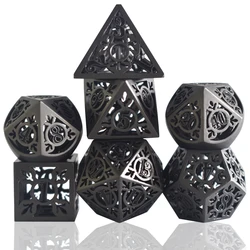 Customized 7 Pieces D and D Dice Metal Black Gold Dice Set Game Role Playing Dice for Dungeons and Dragons