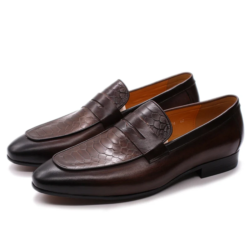 Formal italian men dress adult shoes genuine leather loafer flats wholesale