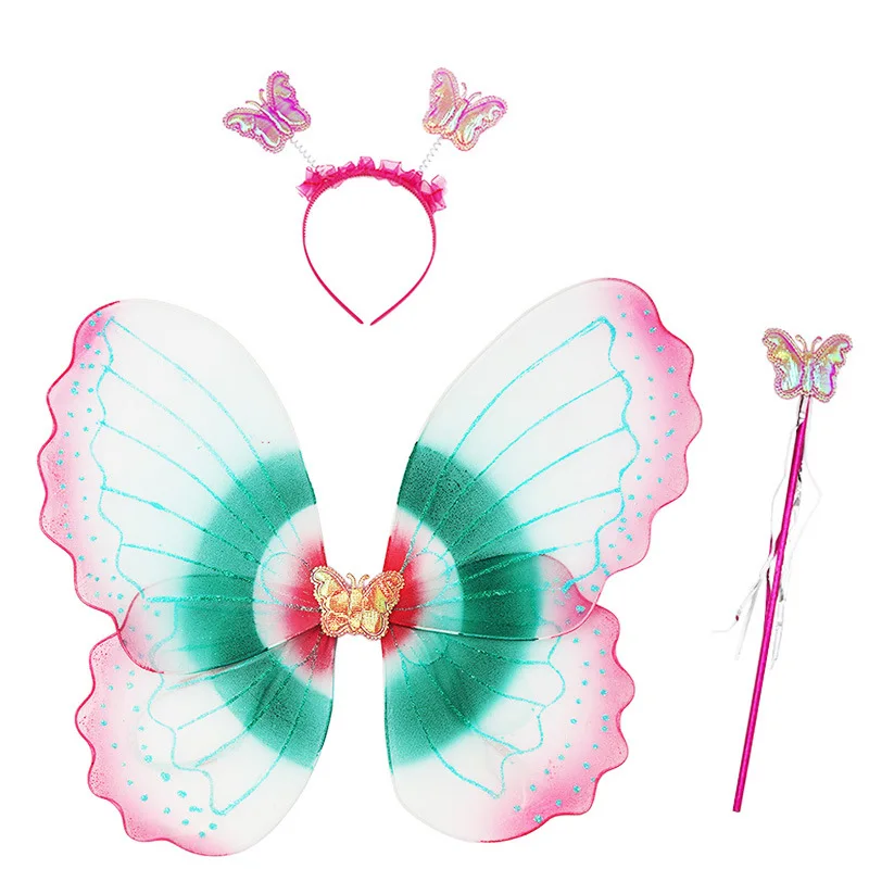 Wholesale Factory Kids Carnival Accessories Wing With Headband Wand 3pcs Sets Halloween Costumes