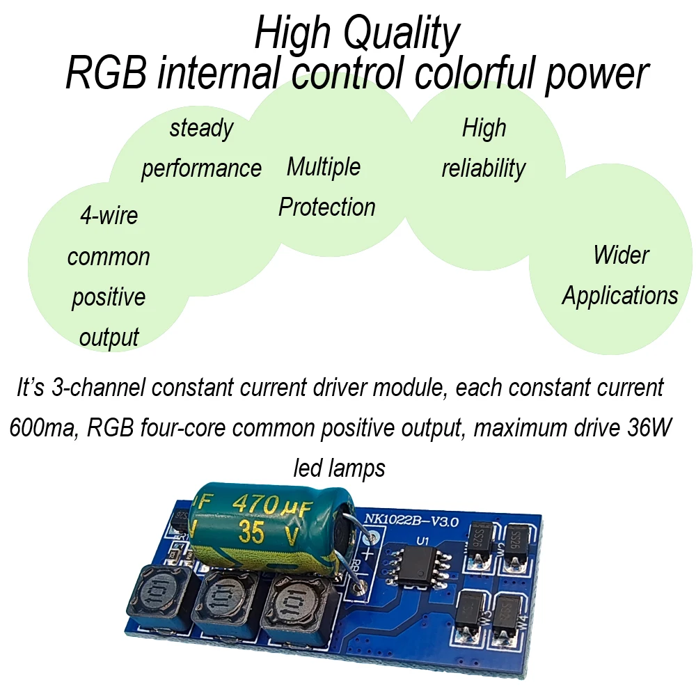 Built-in Led driver RGB by internal control for colorful power board