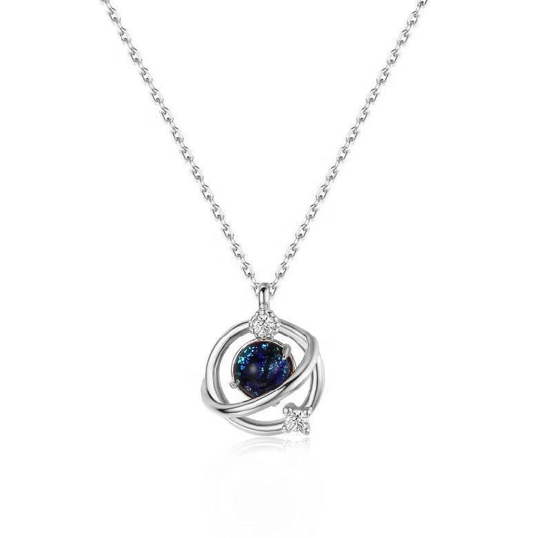 INS Styles Stainless Steel Trendy Geometry Galaxy Nebula Planet Pendant Space Universe Necklaces Women 2021 New