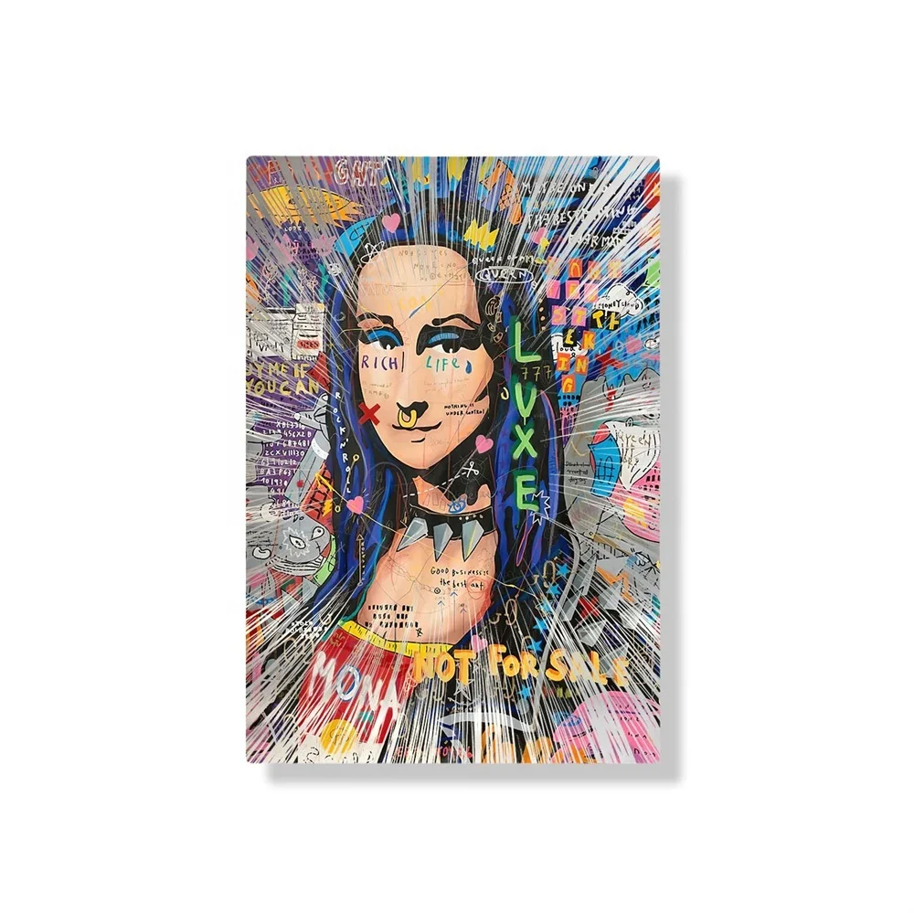 Mona Lisa Street Graffiti Wall Art  Print Aluminum plate printing Made Large Painting