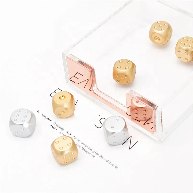 Custom Logo Solid Metal Dice 5pcs/Set for KTV Chess Bar Supplies Board Game Dice