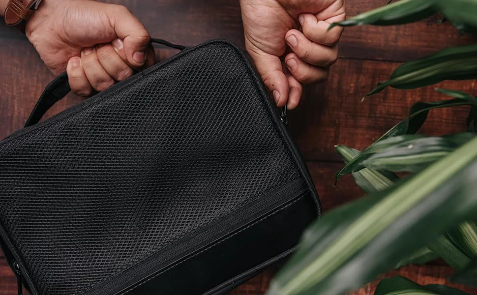 Large Smell Proof Bag & Case with Combo Lock Includes YKK Zippers 50ml Smell Proof Container and Jar Built in Tray & Travel Bags