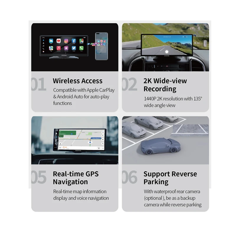 Popular Design DDpai M5S Car Stereo 8.9-inch ultra-clear touch screen 2K ultra-wide-angle recording Car DvD Player With App