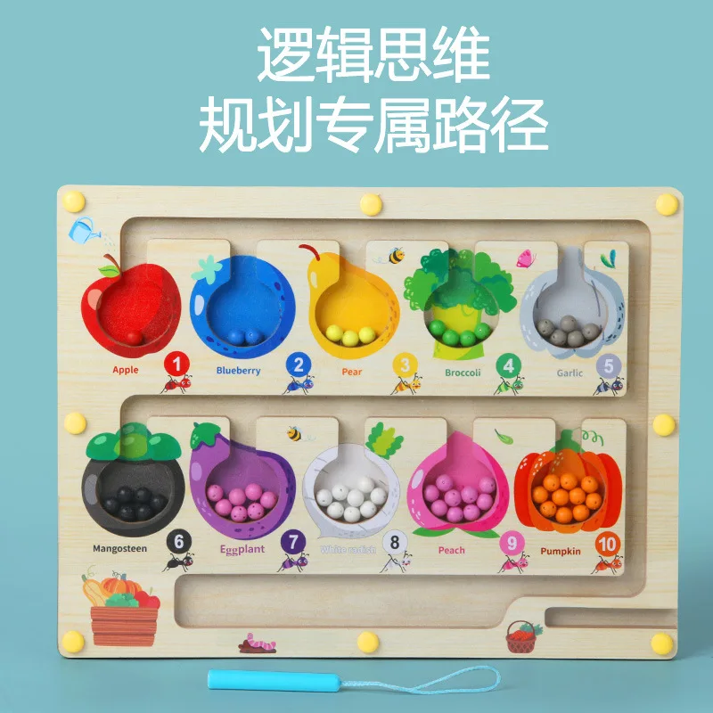 Wooden Magnetic Color And Number Maze Puzzles Toy Magnetic Color Maze Toddler Activities Board Blocks Toddler Toys