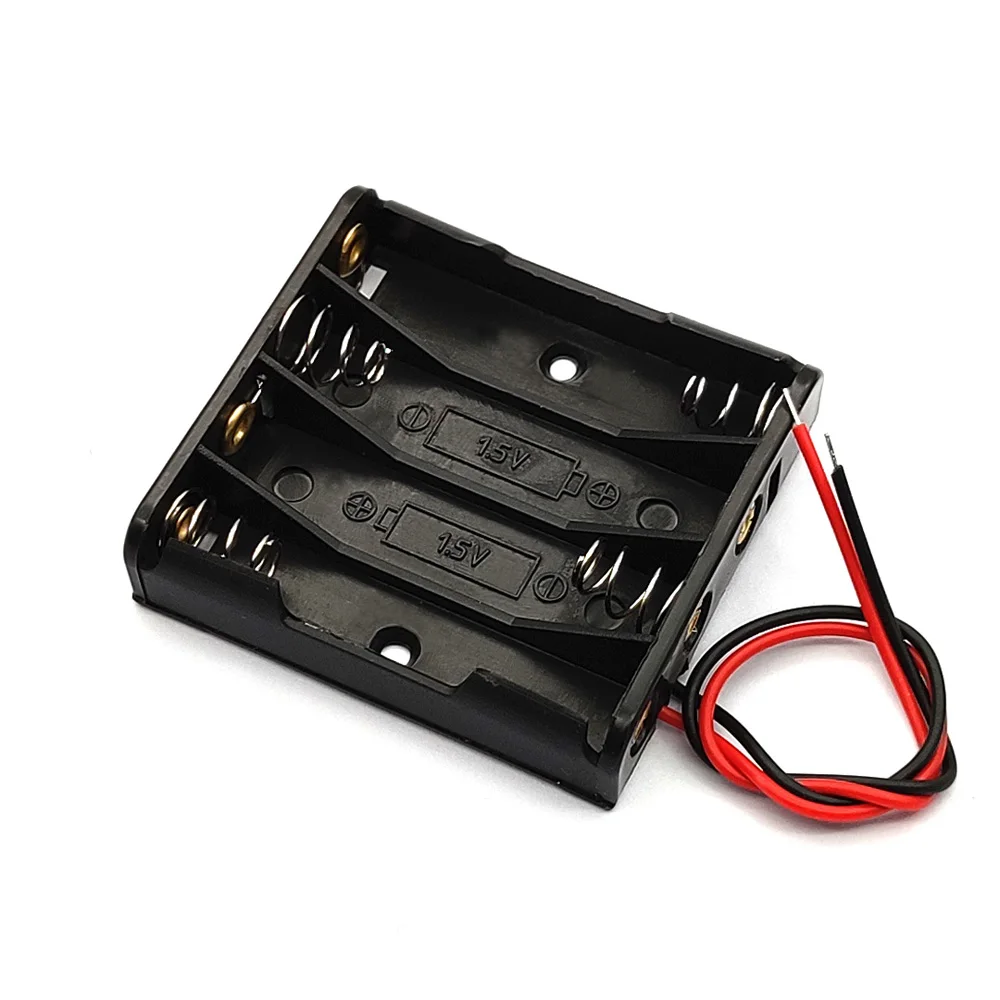 4*AAA Battery Box Case Holder With Wire Leads 6V 4 Slot Standard Battery Container