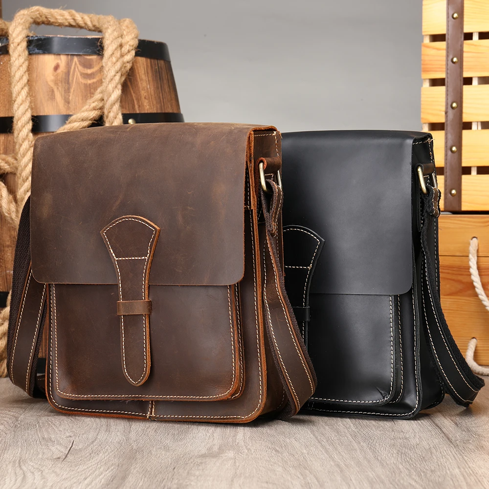 Сумка-мессенджер Мужская винтажная, ранец на плечо из натуральной воловьей кожи, Повседневный слинг через плечо