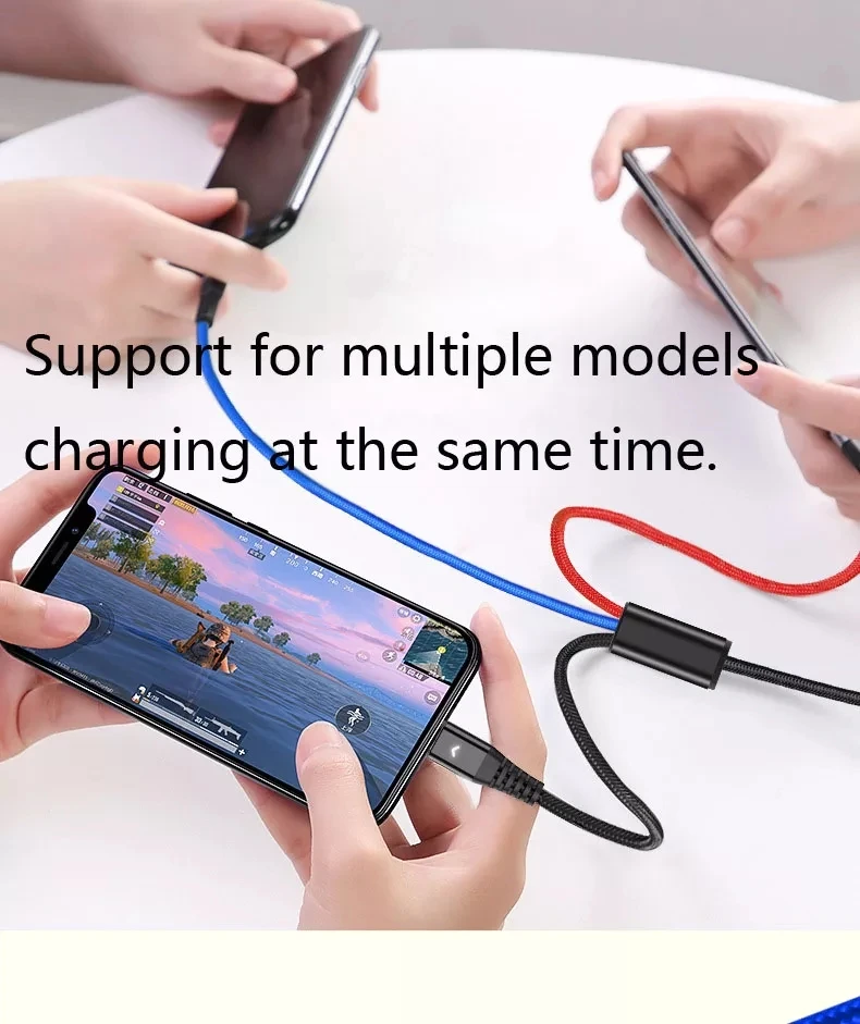 2022 mobile phone charger 2.4A fast charging cable for lighting Micro USB Type C 8pin 3 in 1 usb cable