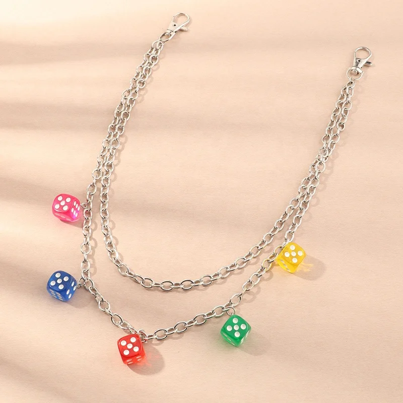 Punk hip hop metal pants chain personality simple mixed color resin pendant waist