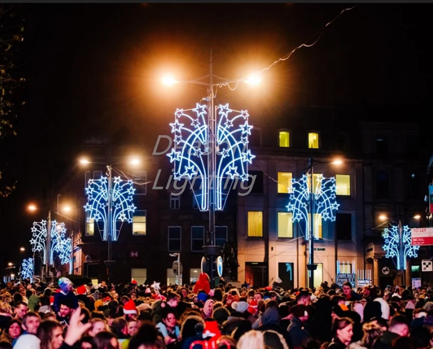 christmas street pole decorations led star lights