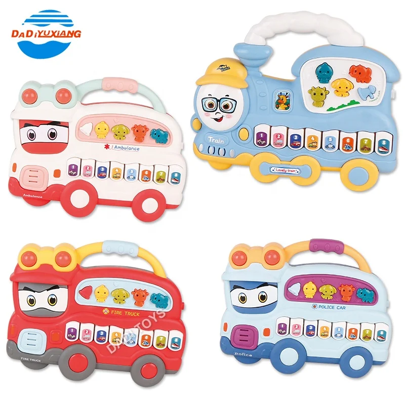 DADI Educational Plastic Fire Truck Musical Baby Toys Electronic Kids Piano Keyboard Musical Toy For Sale