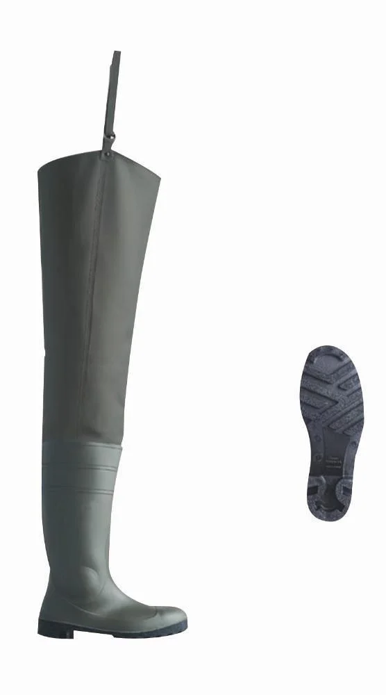 Qinghong Manufacturer Pure pvc chest wader for fishing custom made thigh Reach Standard  environmental felt sole waders