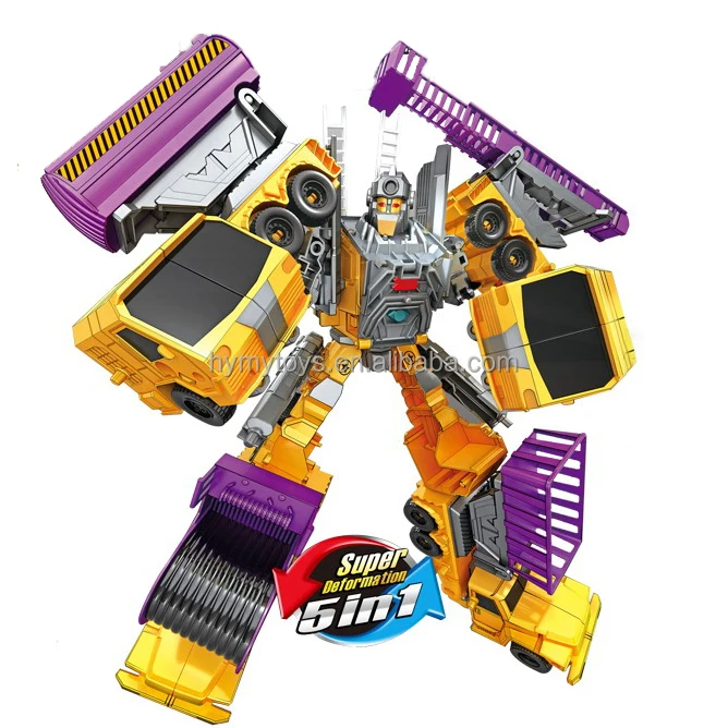 DIY Engineering Vehicle Deformation Car Transforming Smart Robot Toy for Kids 5 in 1 Robot Toy Transform Construction Truck