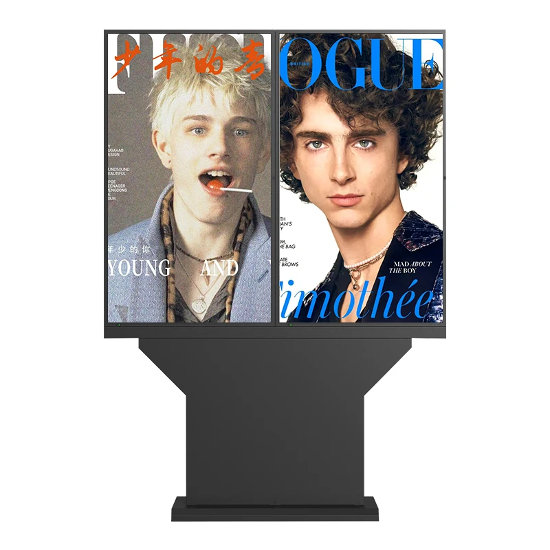 VETO Dual Screen Commercial Advertising Video Player Double Totem IP66 Waterproof 4K 55 65 75 Inches Outdoor LCD Digital Signage