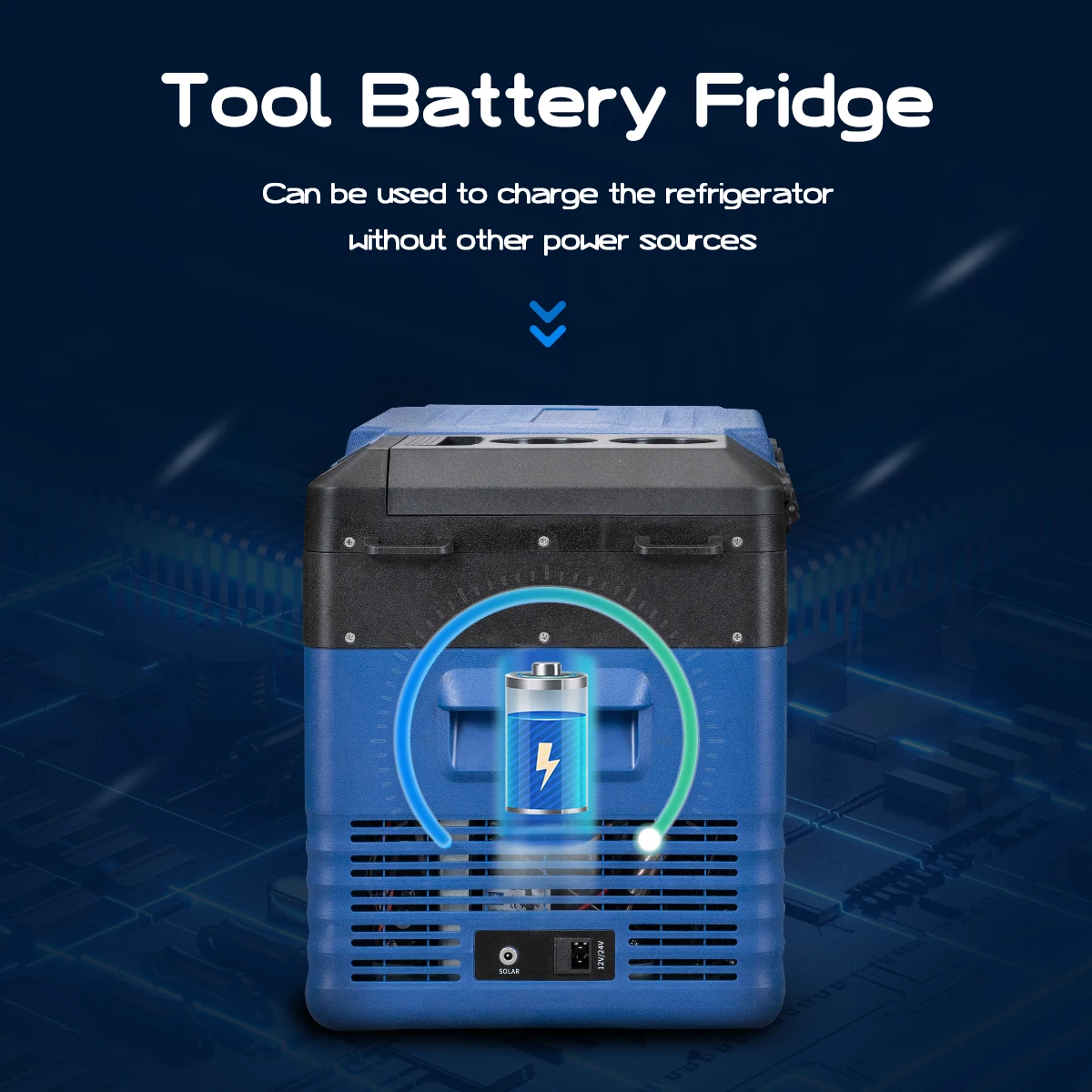 Alpicool WT25 Bulit-In Removable Battery Auto Electric Cooler Fridge Freezer Blue Double Door Mini Refrigerator For Travel