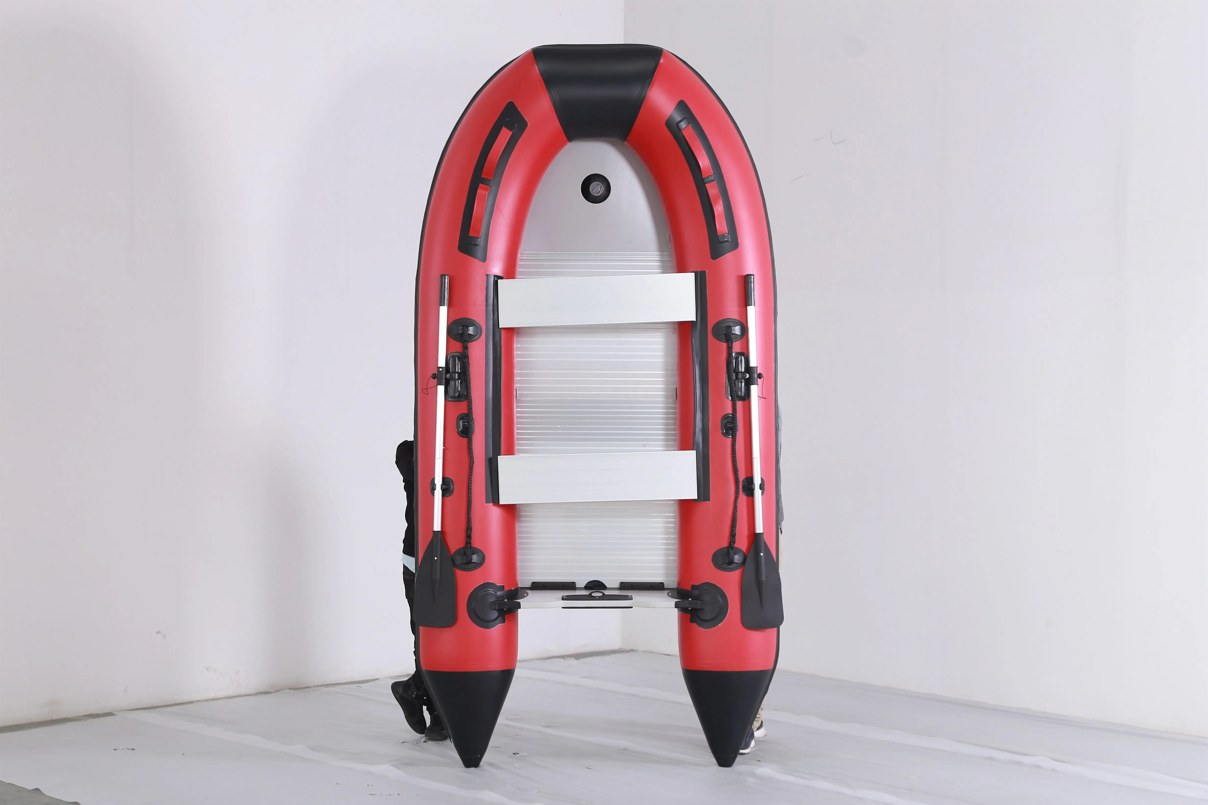 14 ft PVC inflatable fishing boat with paddle 4.3 m marine PVC boat with aluminum floor for rescue on the sea
