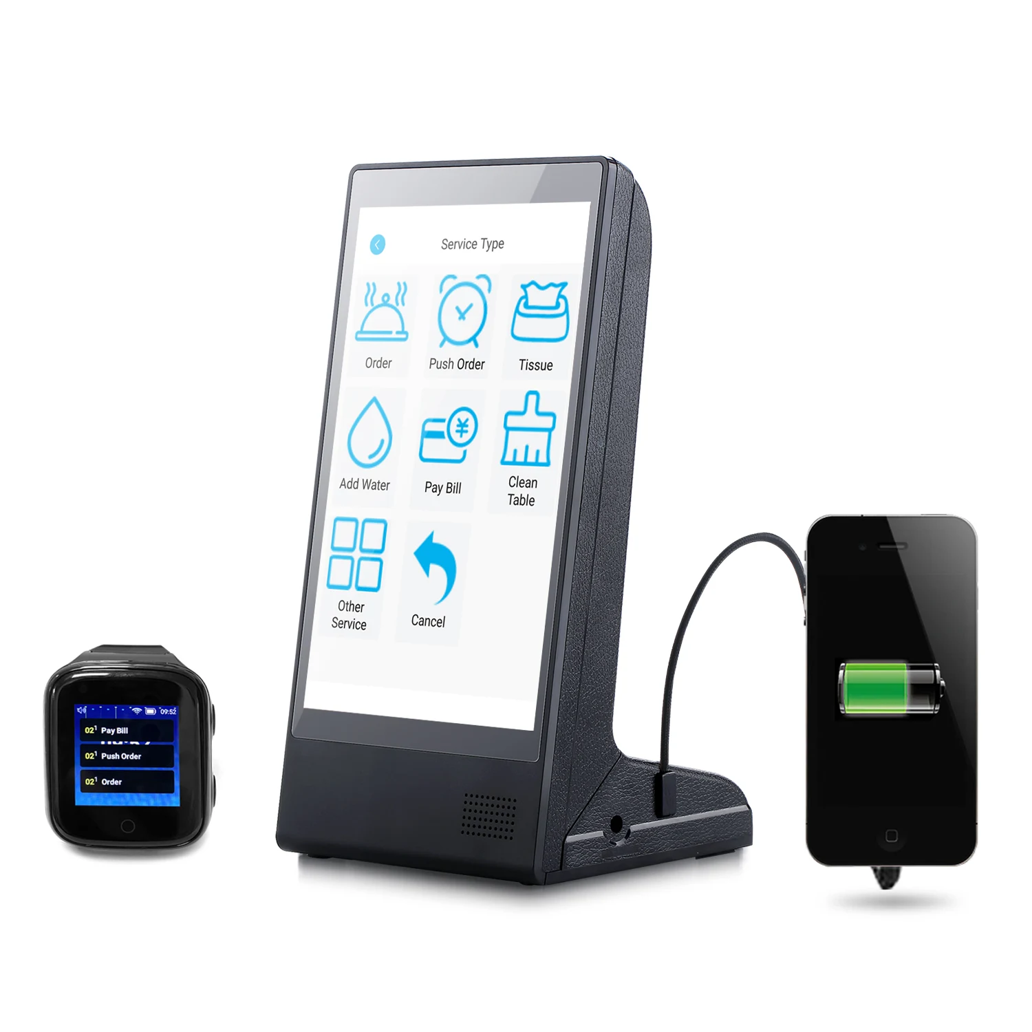 Table Top Selling Digital Android11 Order Call System Cafe Bar Power Bank Restaurant Menu Display table advertising player