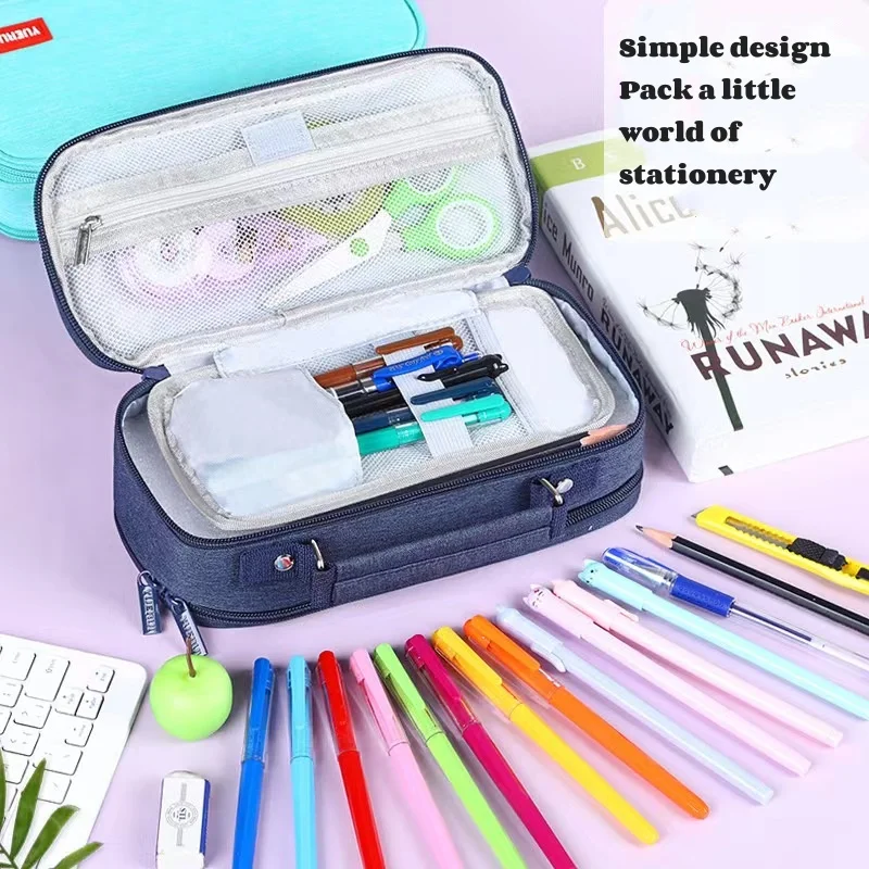 Wholesale large capacity canvas multi-layer pencil bags multi-functional pencil bags for students