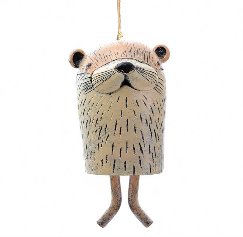 Vintage Hanging Animal Wind Chimes Cute Bells Crafts for Outdoor Garden Yard Decor Groundhog Fox Owl Sheep Rraccoon Sloth