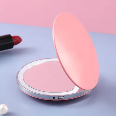Folding Travel LED Light Makeup Mirror Compact Mirror 10X Magnification 2-sided Makeup Box With Led Light Mirror
