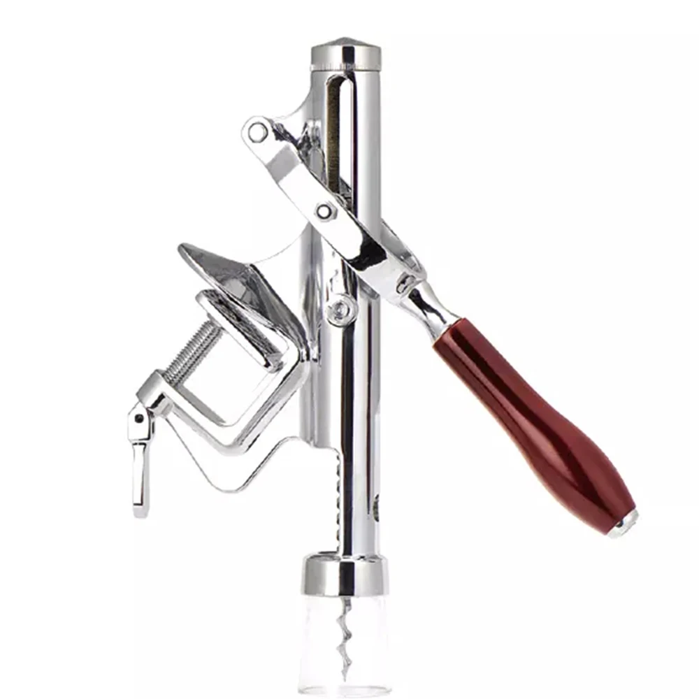 Wholesale Aluminum Alloy Manual Red Wine Corkscrew Bar Table Mounted Wine Openers Corkscrew Bar Table Mounted