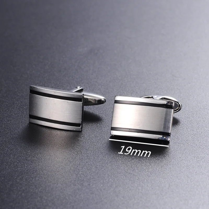 Прямоугольные запонки из нержавеющей стали, мужские изогнутые запонки, простые запонки на заказ