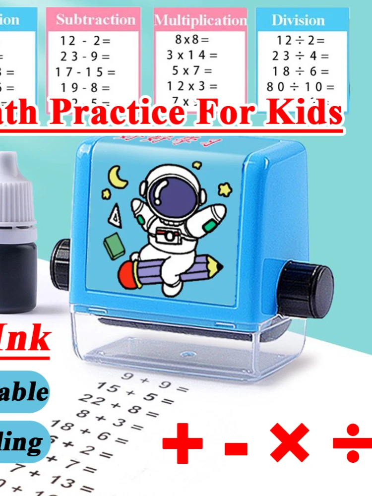2023 Top Sale Mathematics Roller Stamp Kids Educational Toy With 100 Addition Subtraction Math Practice Questions Digital