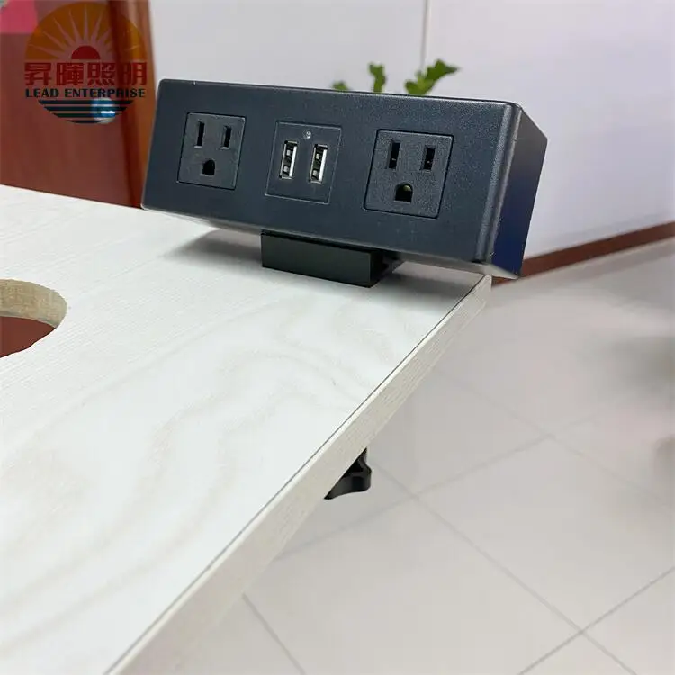 Two USB office desktop sockets with desktop clip, 5V 2A desk surface mounted socket