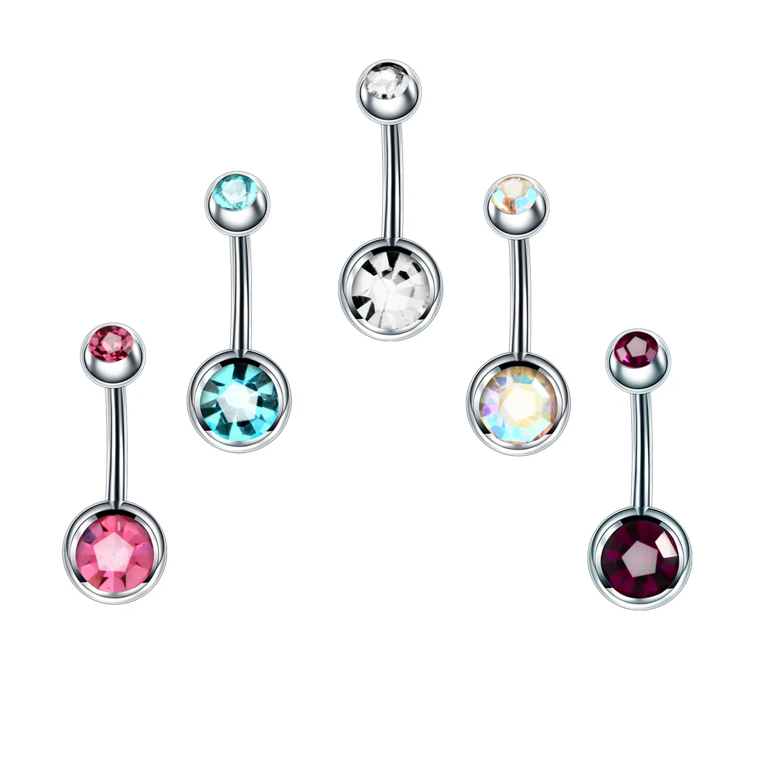 Wholesale Stainless Steel Tattoo Piercing Tool Set Colorful Crystal Navel & Bell Button Ring Body Piercing Jewelry Accessories