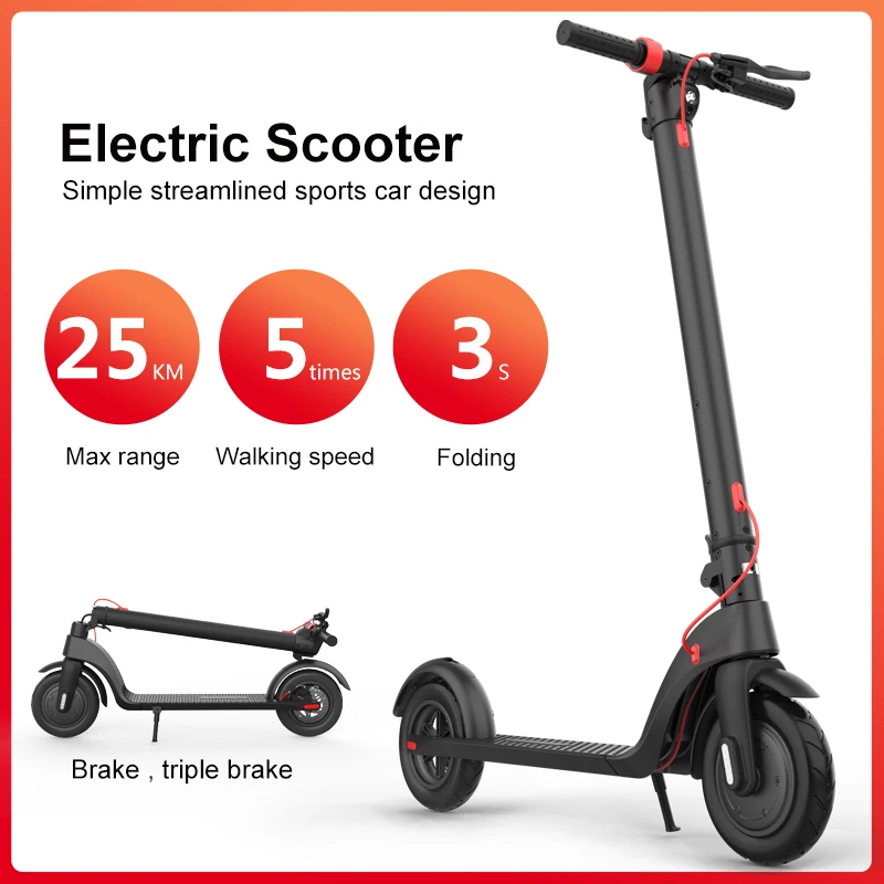 
US & Eur Warehouse In Stock X7 350w 36V 5 AH Removable Battery 1000w Foldable 8.5 inch Air Tire Black Electric Scooter for Adult 