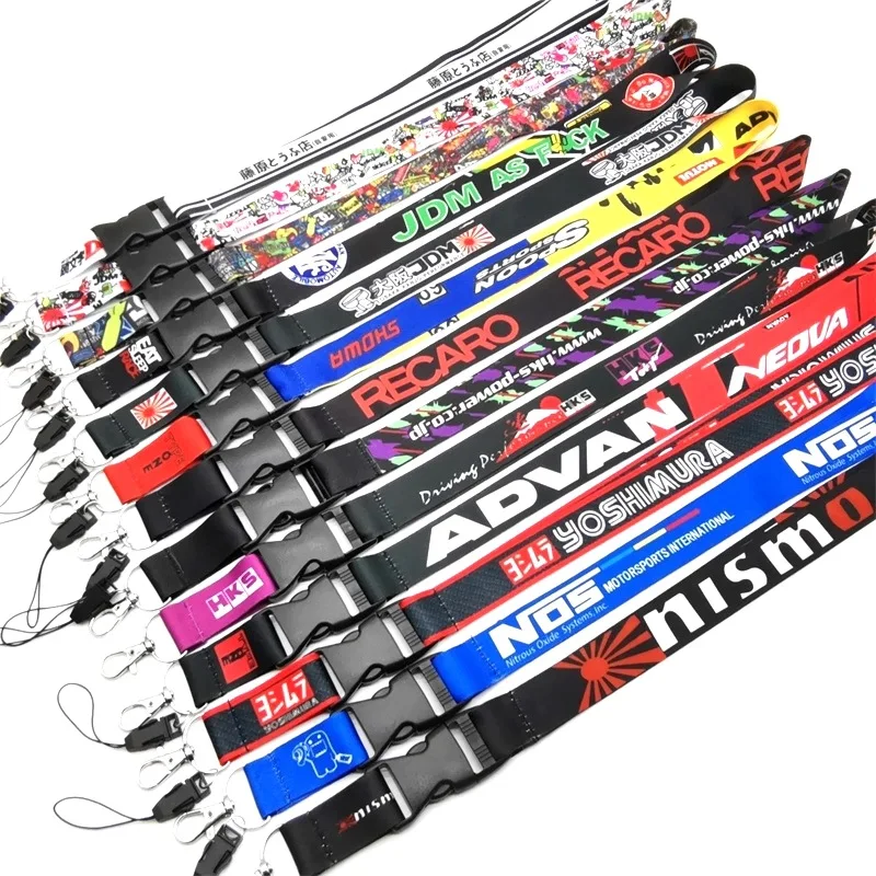 Car JDM heat transfer does not fade modified mobile phone collar safety buckle work card lanyard lanyard