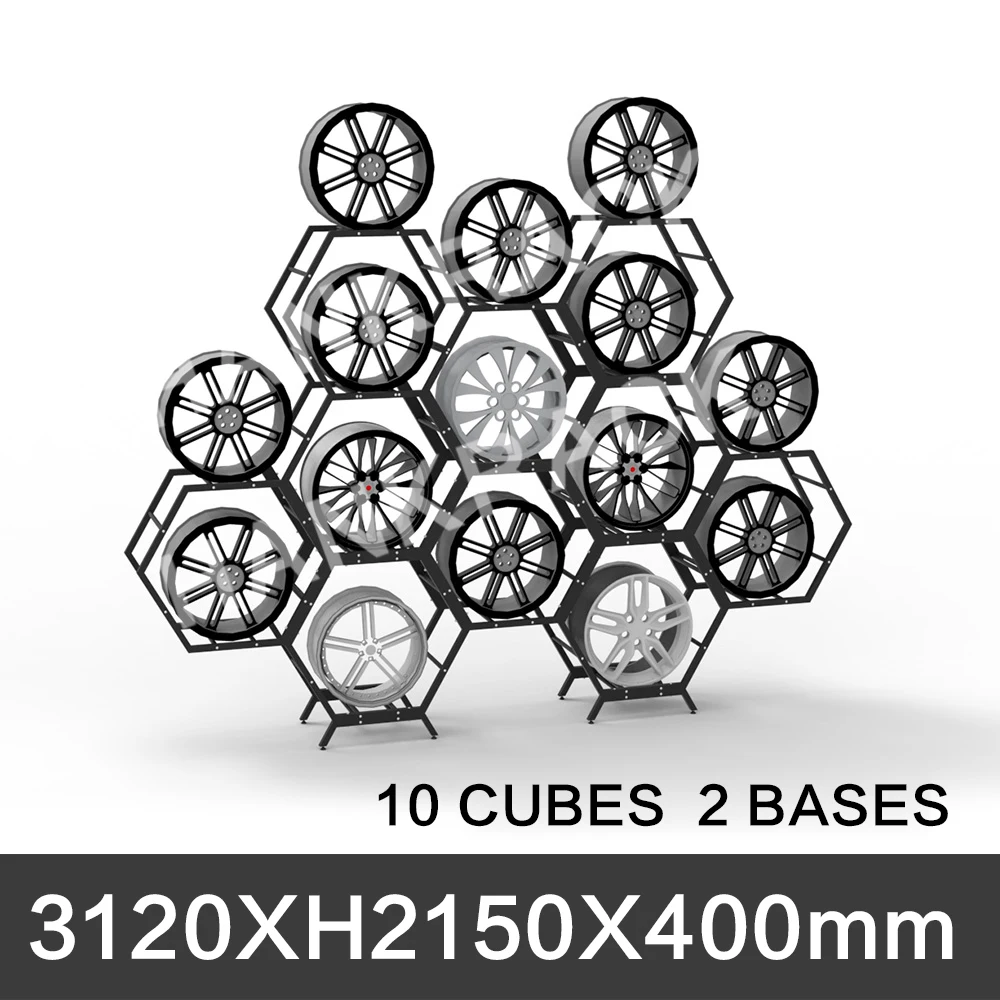 Car wheel display stand Ready to Ship Honeycomb Shape Hive Display Stand for Car Wheel Rims Hexagonal Wheel Rack