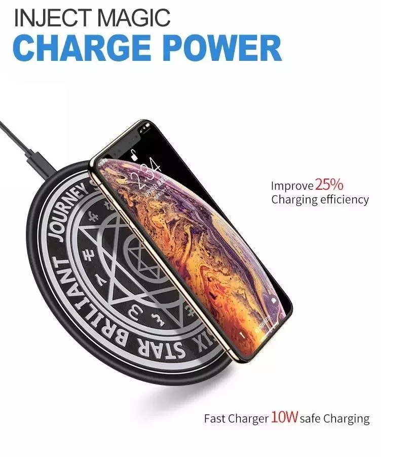 10w Qi Fast Ultra Slim Magic Array Wireless Charger Pad for All Qi-Enabled Phones