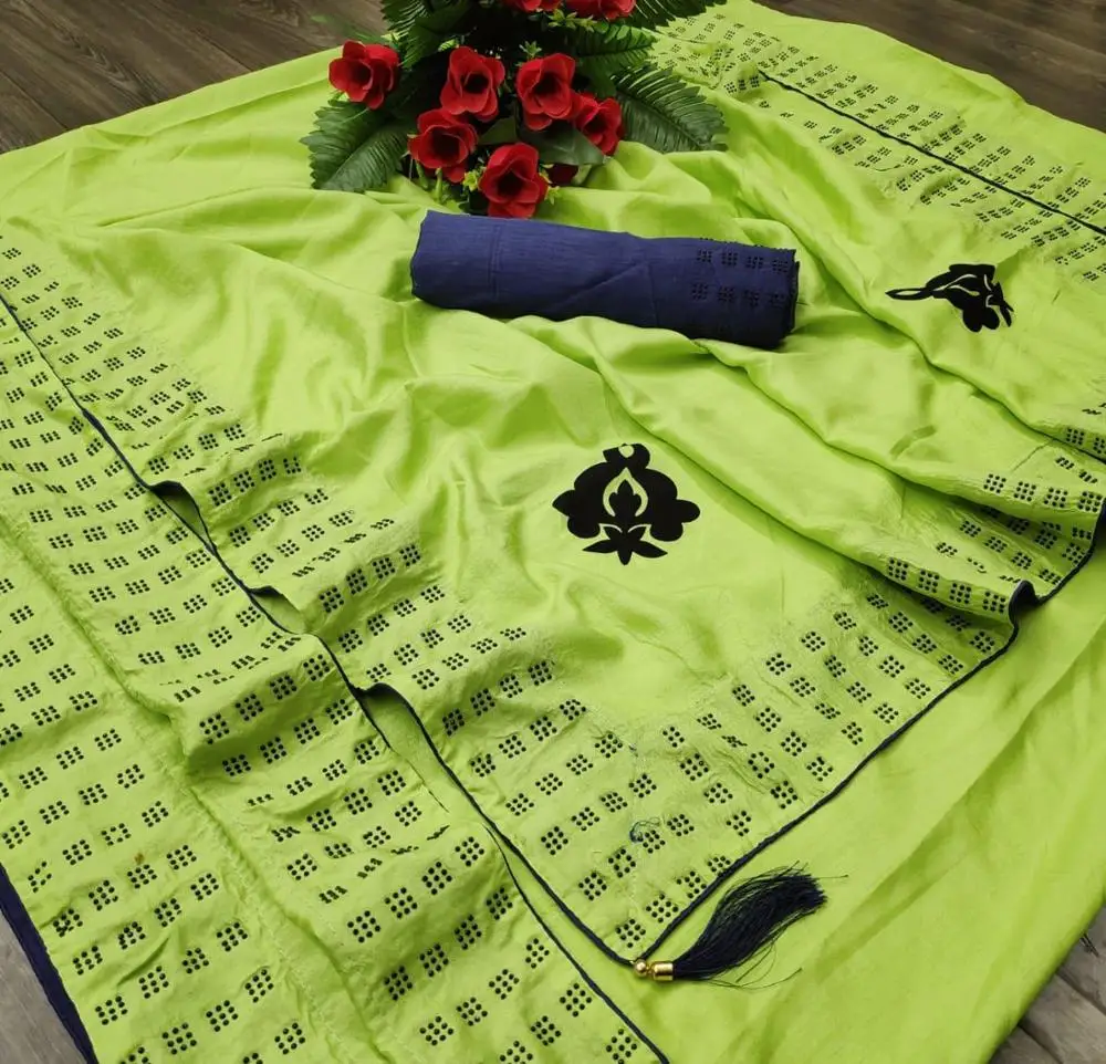 Very beautiful casual wear banarasi silk stone work Sari with blouse piece indian women wear low price wholesale surat.