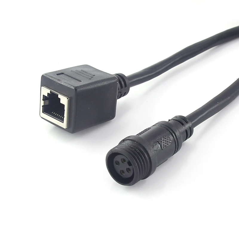 Customized 4pin IP65 M12 Waterproof Plug to Rj45 Female to Female Ethernet Network cable Waterproof Extension twisted pair Cable