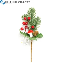 Red fabric Xmas poinsettia flowers stem with glitter Red velvet flowers Christmas tree decor manufacturer wholesale