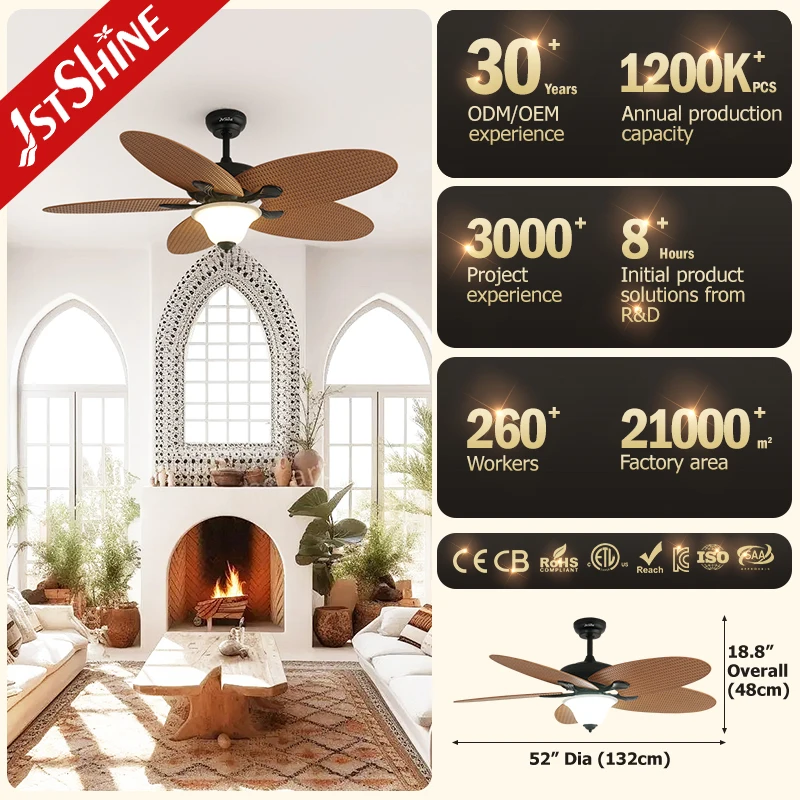 1stshine ceiling fan light 5 ABS fancy design blades classic decorative LED lighting ceiling fan with light