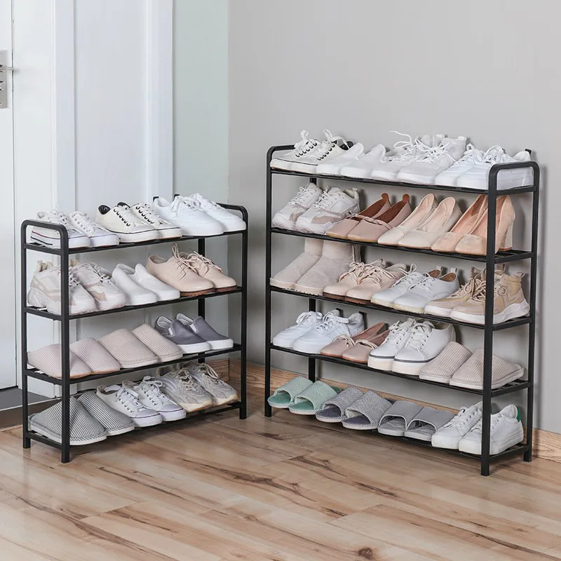 4-Tier Shoes Rack Black Shoe Storage Organizer Metal Shoe Shelf